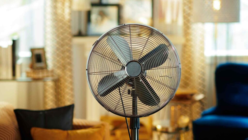 Fan in bedroom for sleeping in heatwave
