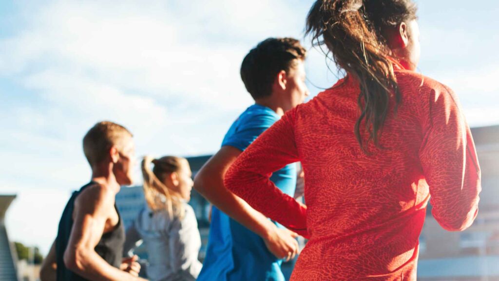 Young sports people running