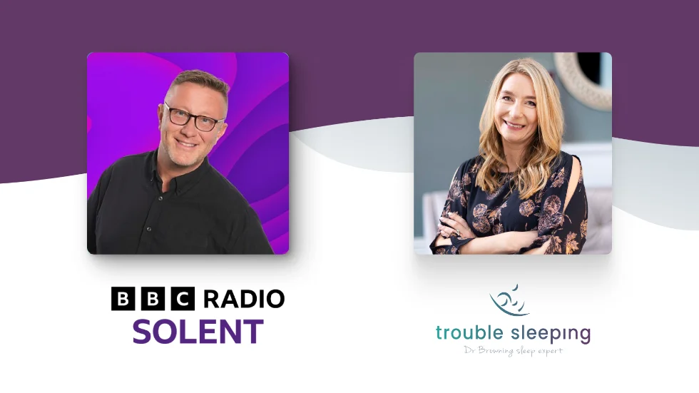 Dr Lindsay Browning interviewed on BBC Radio Solent discussing insomnia, racing thoughts at night and cognitive shuffling techniques to help people fall asleep faster