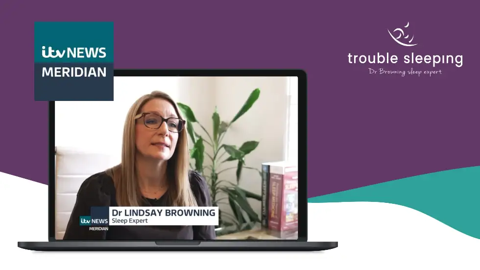 Dr Lindsay Browning sleep expert interviewed on ITV News Meridian discussing a new wearable device for sleep apnoea treatment as an alternative to CPAP machines.