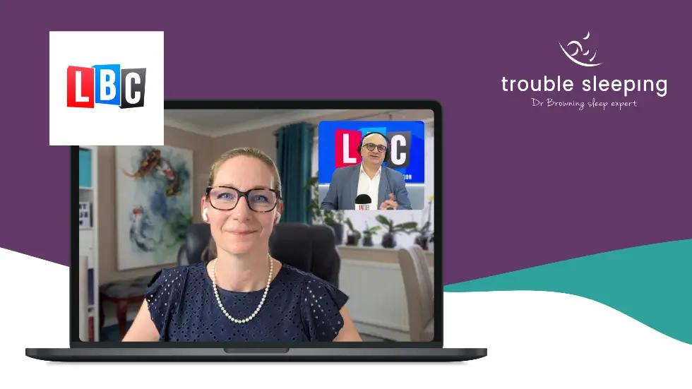 Dr Lindsay Browning speaking on LBC about new research exploring links between insomnia, sleep deprivation and cancer risk